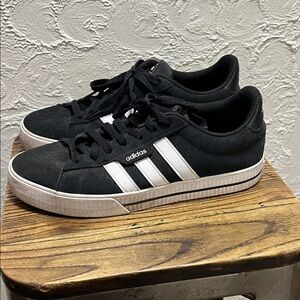 Adidas Men's Black Sneakers with White Stripes